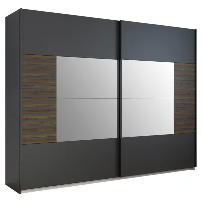 Rauch Möbel Schwebetürenschrank Dunkelgrau, Transparent, Eiche dunkel 271x210x62 cm