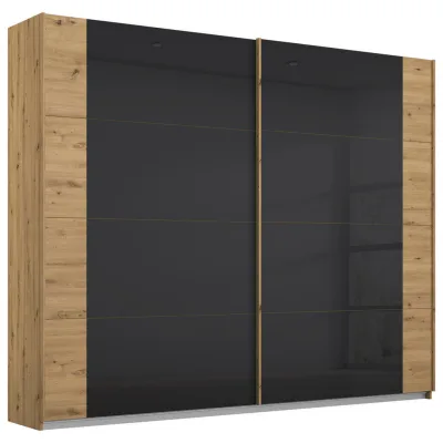 Rauch Möbel Schwebetürenschrank Eiche Artisan, Anthrazit 225x210x62 cm