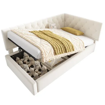Redom Polsterbett Beige 90x190 cm