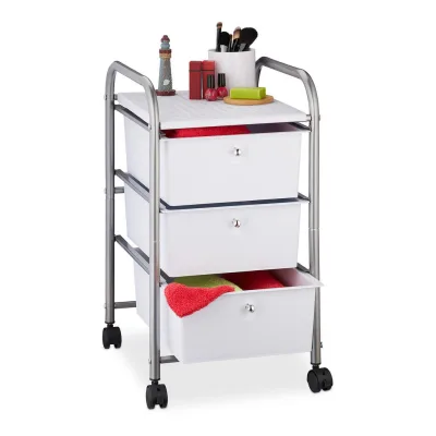 Relaxdays Badrollwagen Silber 33x60x39 cm