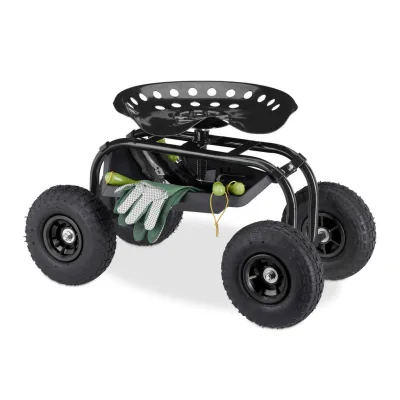 Relaxdays Gartenhocker Schwarz 42x56x77 cm