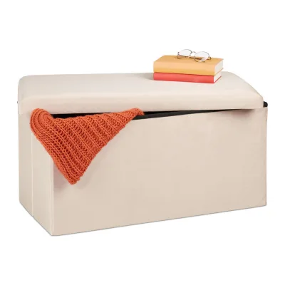 Relaxdays Sitzbank Creme 77x38x39 cm