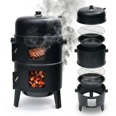 Relaxdays Smoker Schwarz 47.5x79x42 cm