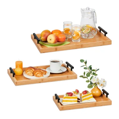 Relaxdays Tablett Hellbraun 50x7x30 cm