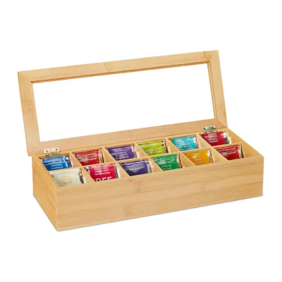 Relaxdays Teebox Hellbraun 41x9x16 cm