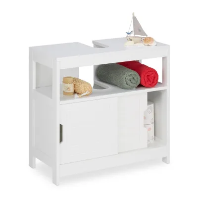 Relaxdays Waschbeckenunterschrank Weiß 60x60.5x30 cm
