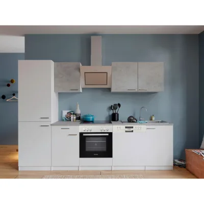 Respekta Küchenblock Malia Weiß, Hellgrau 280 cm