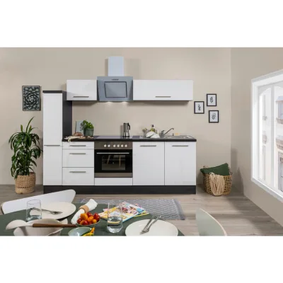 Respekta Küchenblock Premium 2.0 Weiß, Grau 240 cm