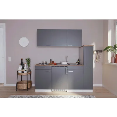Respekta Küchenblock Singleküchen Grau 180 cm