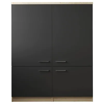 Respekta Mehrzweckschrank Schwarz, Eiche 120x144.9x60 cm