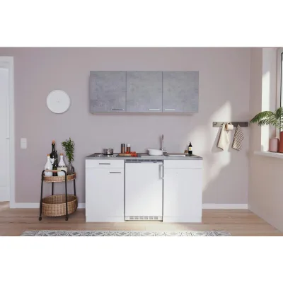 Respekta Miniküche Singeleküchen Grau, Weiß 150 cm