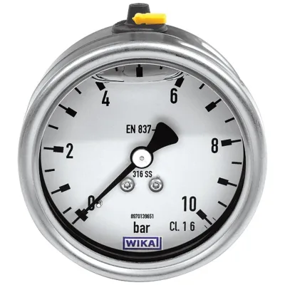 Riegler Glyzerinmanometer, CrNi-Stahl, G 1/2 exzentrisch, 0 - 25,0 bar, Ø 100