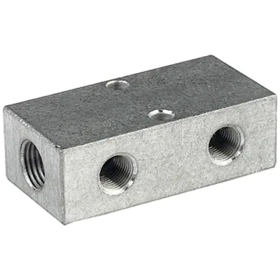 Riegler Verteilerleiste, Abgänge beidseitig, 2 x 1/8, 3 + 3 x M5, Alu