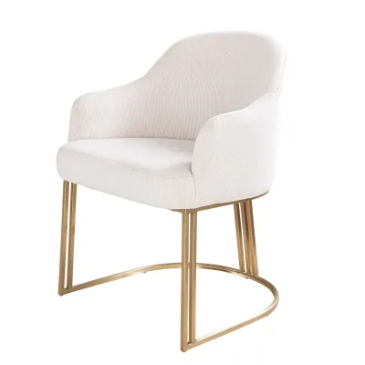 riess-ambiente Armlehnen Stuhl EXTRAVAGANCIA beige Cord Metall brushed champagner gold
