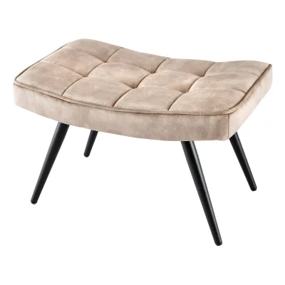 riess-ambiente Hocker SCANDINAVIA - modern champagner beige Samt schwarze Metallbeine Fußhocker