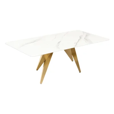 riess-ambiente Moderner Couchtisch ART LIVING 130cm weiß Marmor Keramik champagner gold brushed