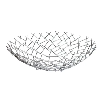 riess-ambiente Obstschale STRUCTURE - 45cm silber pulverbeschichtetes Metall