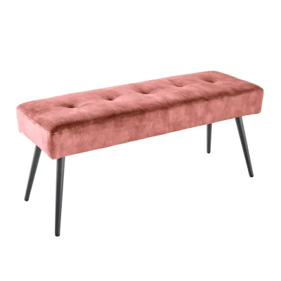 riess-ambiente Sitzbank BOUTIQUE - 100cm altrosa Samt schwarze Metallbeine