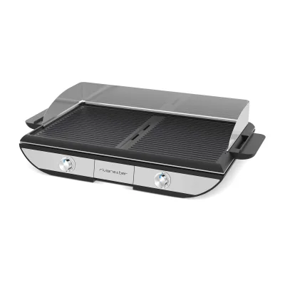 riviera&;bar Plancha Grill 2in1 Tischgrill (2.300 Watt, 2-in-1 Plancha &amp; Grillstruktur, abnehmbare Platte, 2 separate Heizzonen, Grillfläche 53,5 x 33 cm, für 8?10 Personen)