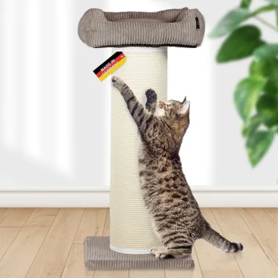 Rohrschneider XXL Kratzbaum FRIEDA – Kratztonne XXL   austauschbare Kratzmatten   stabil   extra breite Säule   Cord-Bezug waschbar   Kratzbaum für große, mittlere und kleine Katzen   Cord