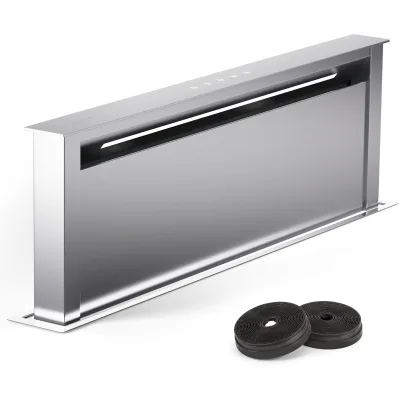 Royal Flush Eco 90 Dunstabzugshaube 90 cm 604 m³/h EEK A++ inkl. Aktivkohlefiltern Edelstahl stainless_steel