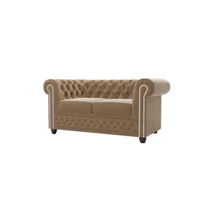 S-Style Chesterfield-Sofa Beige 148x72x86 cm