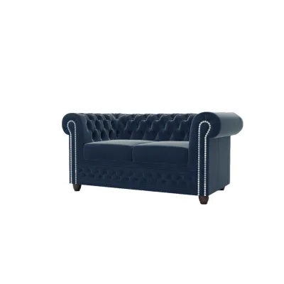 S-Style Chesterfield-Sofa Dunkelblau 148x72x86 cm