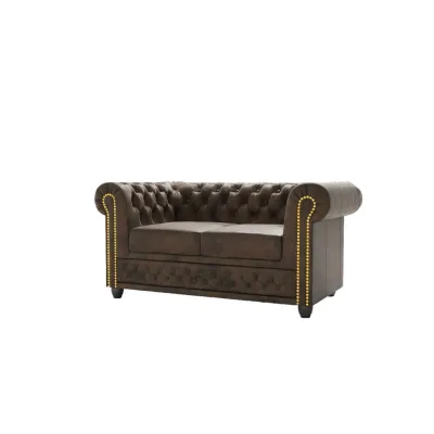 S-Style Chesterfield-Sofa Dunkelbraun 148x72x86 cm