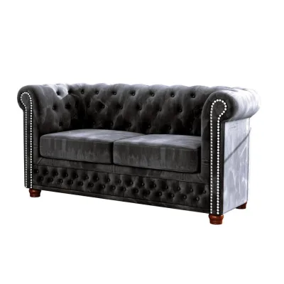 S-Style Chesterfield-Sofa Schwarz 148x72x86 cm