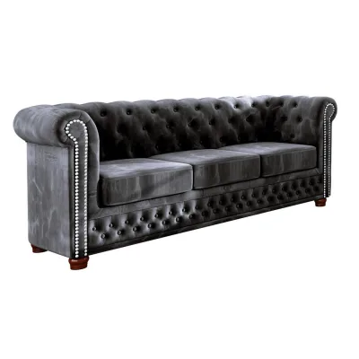 S-Style Chesterfield-Sofa Schwarz 203x72x86 cm