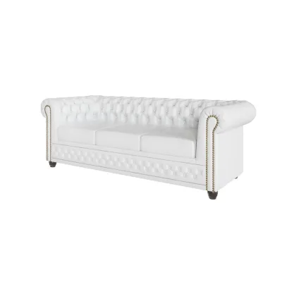 S-Style Chesterfield-Sofa Weiß 203x72x86 cm