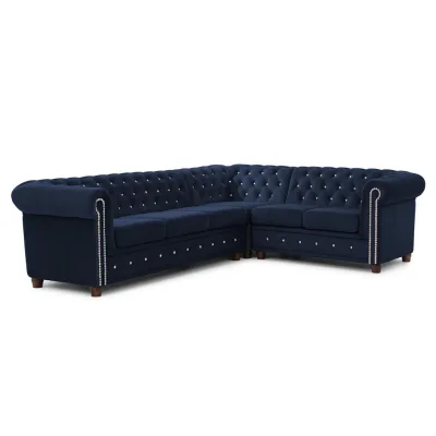 S-Style Ecksofa Blau 264x210 cm