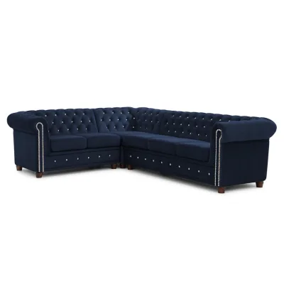 S-Style Ecksofa Blau 264x210 cm