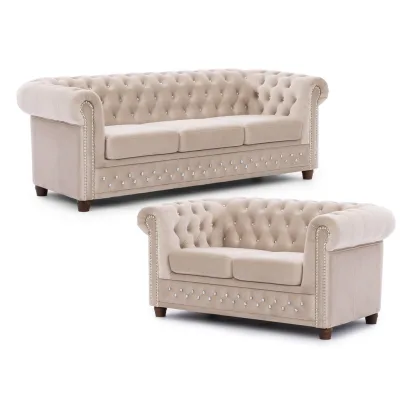 S-Style Sitzgarnitur Beige 203x72x86 cm