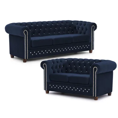 S-Style Sitzgarnitur Blau 203x72x86 cm