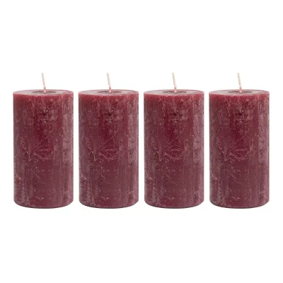 Safe Candle Stumpenkerzen 'Rustic', altrot, 4 Kerzen je Ø 6 x H 11 cm