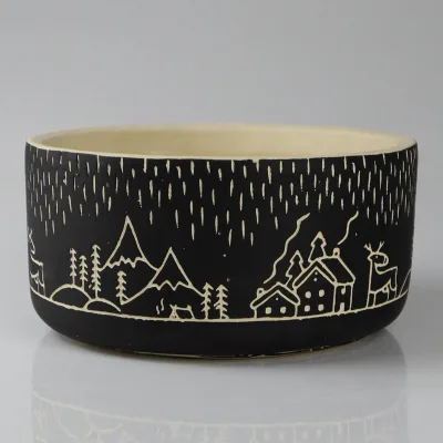 Schale, schwarz, Zement, Ø22 x H11 cm