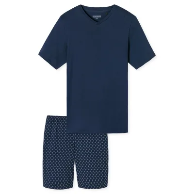 Schiesser Herren Pyjama Schlafanzug kurz - Casual Essentials 1er Pack