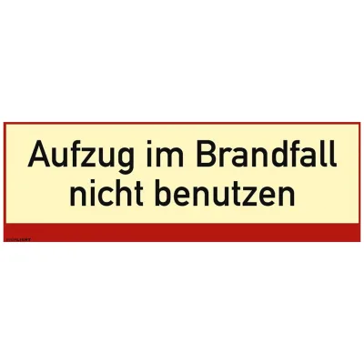 Schilderfabrikation Moedel GmbH Brandschutzzeichen Aufzugim Brandfall DIN 4066 Fo-lie selbstklebend langna-chl 160mcd/m² 148x52mm