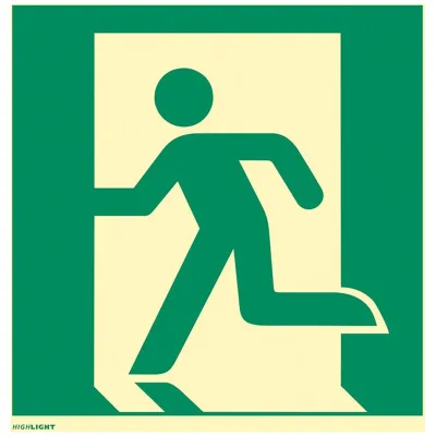 Schilderfabrikation Moedel GmbH Rettungszeichen/ Notausgang ISO 7010 E001 Folie selbstklebend linkslangn 160mcd/m² 200x200mm