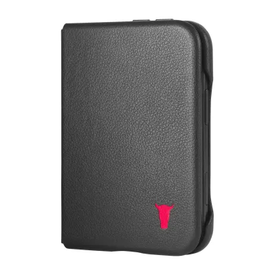 Schlanke Leder-Folio-Hülle für Apple iPhone Duo - Schwarz mit Rotem Detail