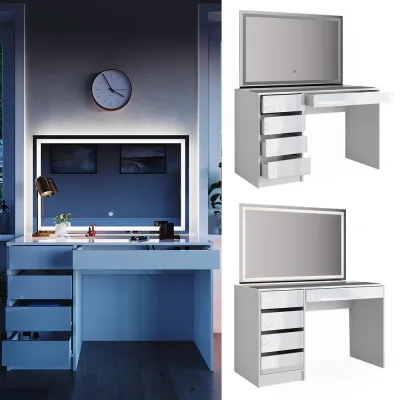 Vicco Schminktisch Weiß Hochglanz 120x145x55 cm
