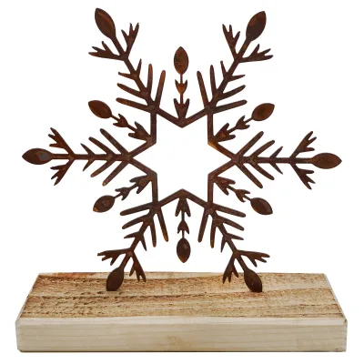 Schneeflocke 'Alaska', auf Fichtenholz, Höhe ca. 20 cm