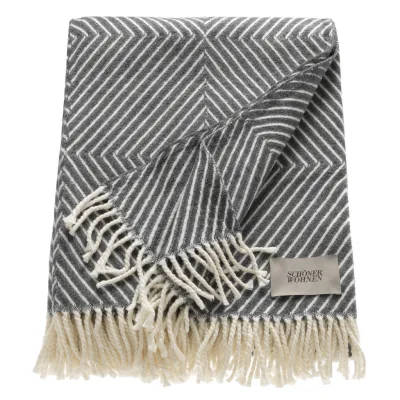 Schöner Wohnen Plaid Tebas Dunkelgrau, Beige 140x200 cm