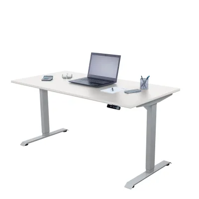 Schreibtisch elektrisch höhenverstellbar, Ergonomische Arbeitstisch, Gestell und TischplatteWeiß 160x60