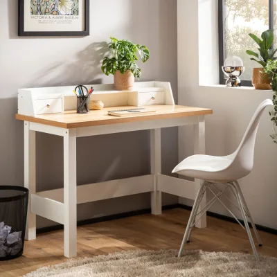 Schreibtisch FineBuy Bürotisch 106 cm Weiß Schublade Platzsparend Computertisch