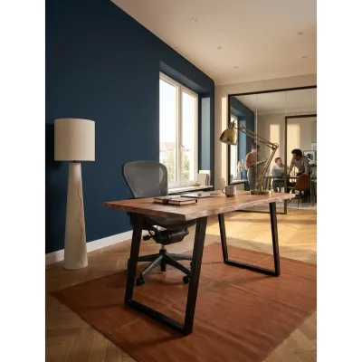 Schreibtisch Massivholz Baumkante mit U-Gestell, Akazie 120x60x76 cm