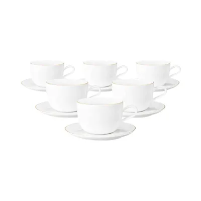 Seltmann Weiden Kaffeetassen mit Untertassen Liberty Goldrand 260 ml 6er Set