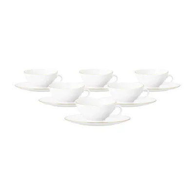 Seltmann Weiden Teetassen mit Untertassen Liberty Goldrand 140 ml 6er Set