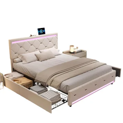 Shopentra Polsterbett Beige 140x190 cm